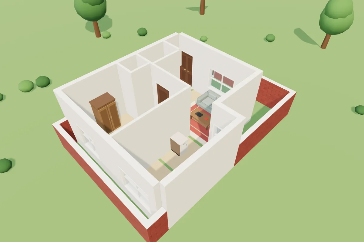 3D view of the example 20 × 30 ft plan