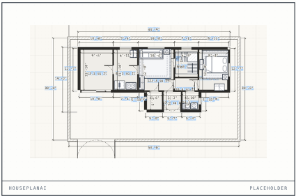 Example 30 × 50 ft house plan drawn to scale in HousePlanAI