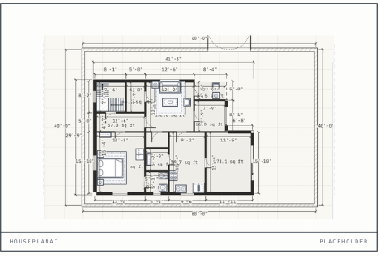 Example 40 by 60 foot house plan generated by HousePlanAI
