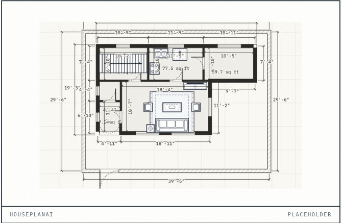 Example 9 by 12 metre house plan generated by HousePlanAI